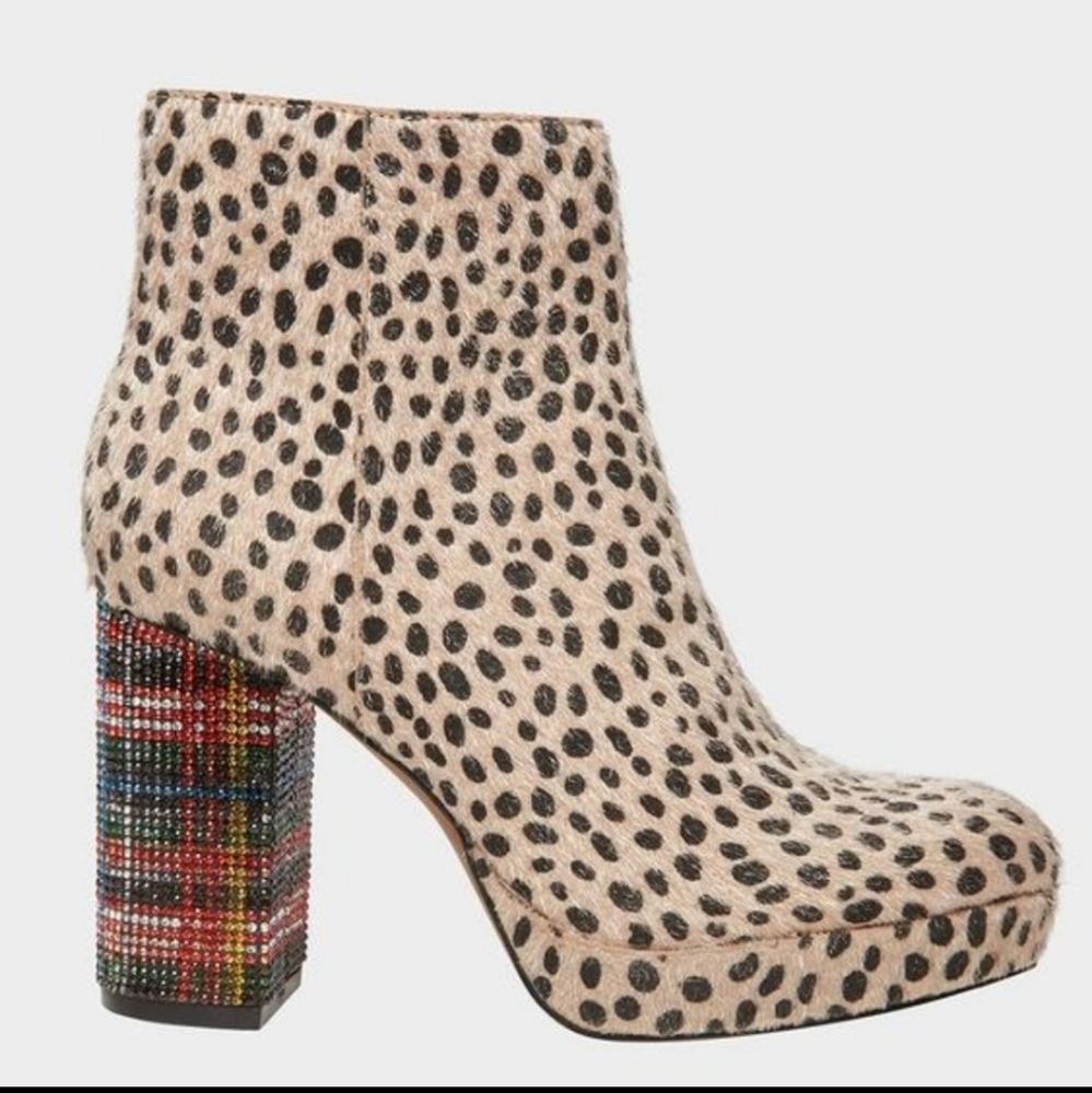 Betsy Johnson Downie Leopard Plaid Platform Bootie